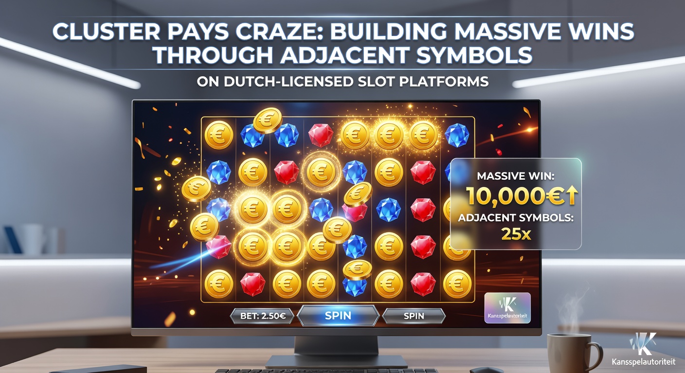 Schermafbeelding van een bruisende cluster pays slot met exploderende symbolenclusters die leiden tot kettingreacties van winsten op een Nederlands online casino platform