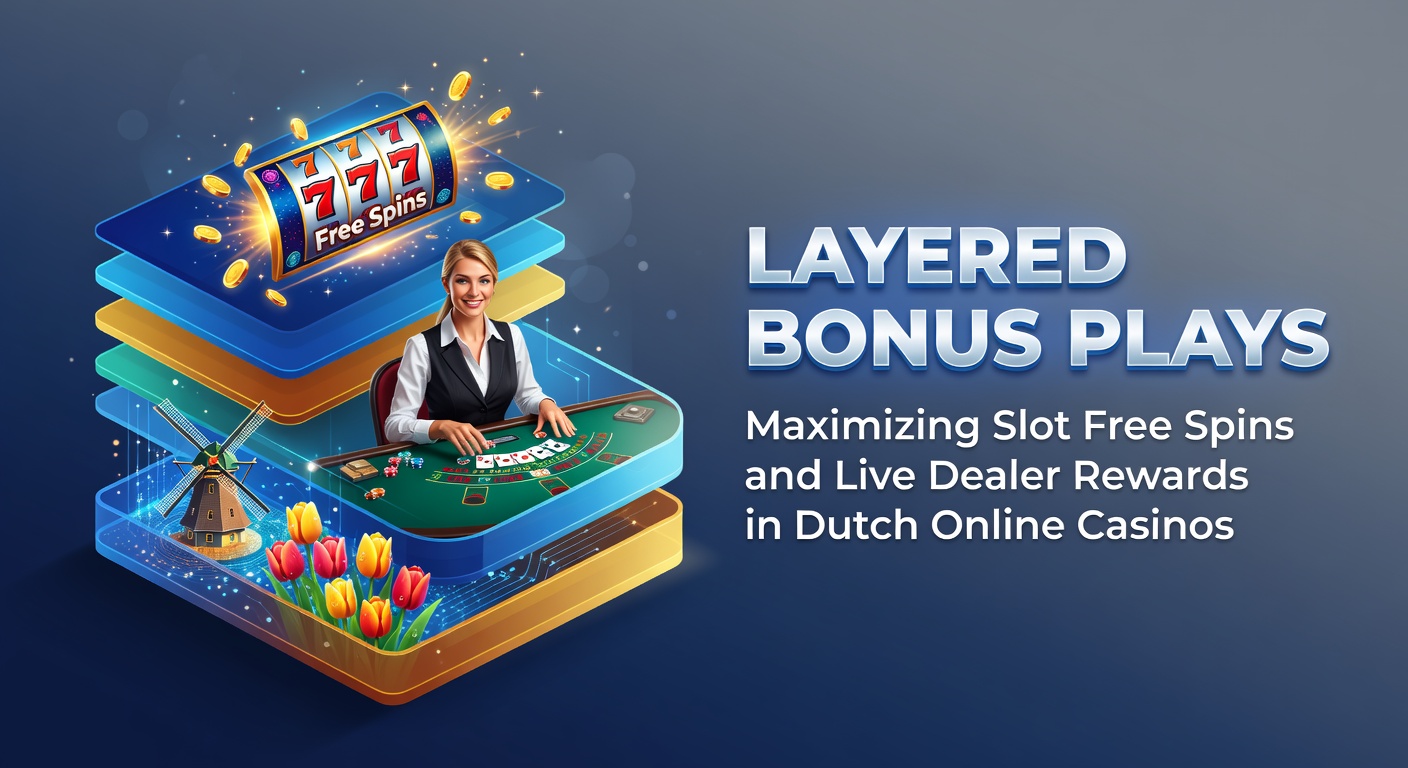 Schermafbeelding van een online slot met actieve gratis spins en bonuslagen, inclusief live dealer tafels op de achtergrond in een Nederlands casino-thema
