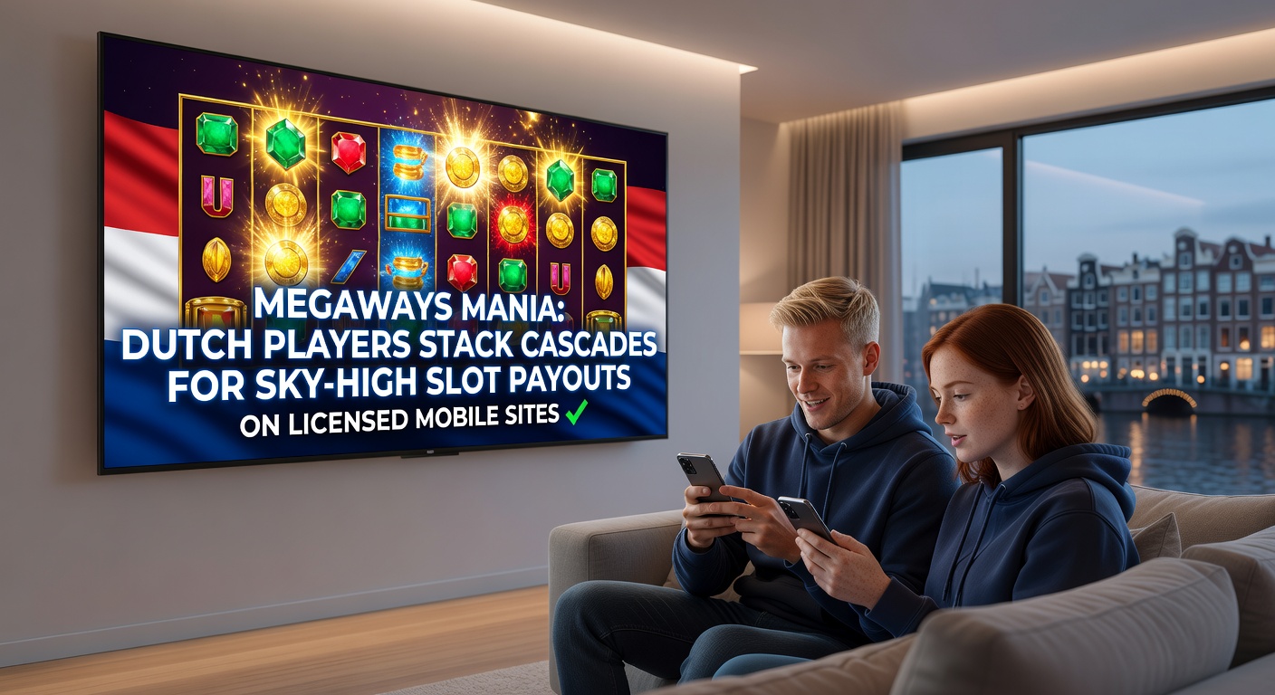 Mobiele interface van een Megaways slot met sky-high multipliers en gestapelde cascades, illustrerend hoge uitbetalingen voor Nederlandse spelers op KSA-gelicenseerde platforms