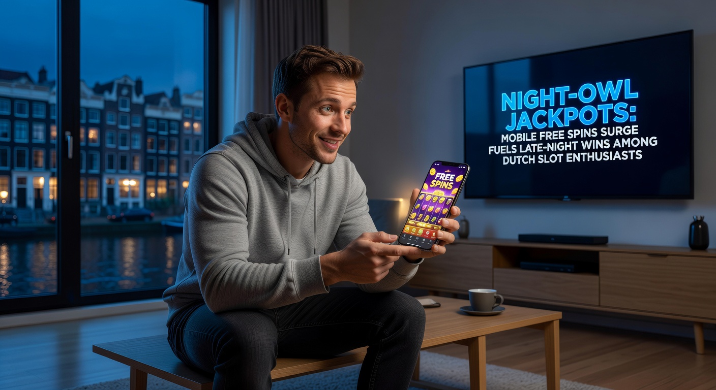 Een levendige nachtscène met gloeiende mobiele schermen waarop draaiende slots en jackpot-explosies zichtbaar zijn, symboliserend late-night wins bij Nederlandse spelers