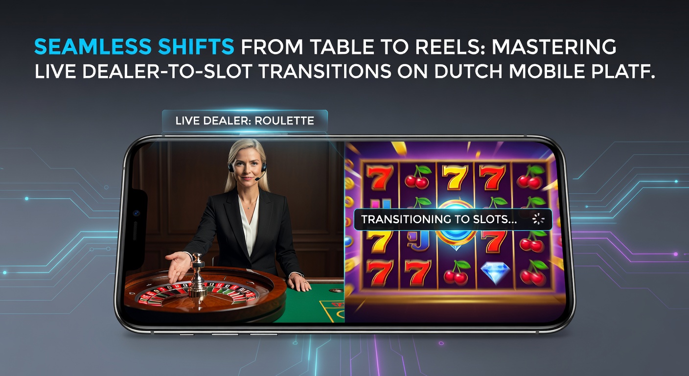Voorbeeld van een naadloze transitie-interface met live roulette die overgaat in een slotspel op een smartphone