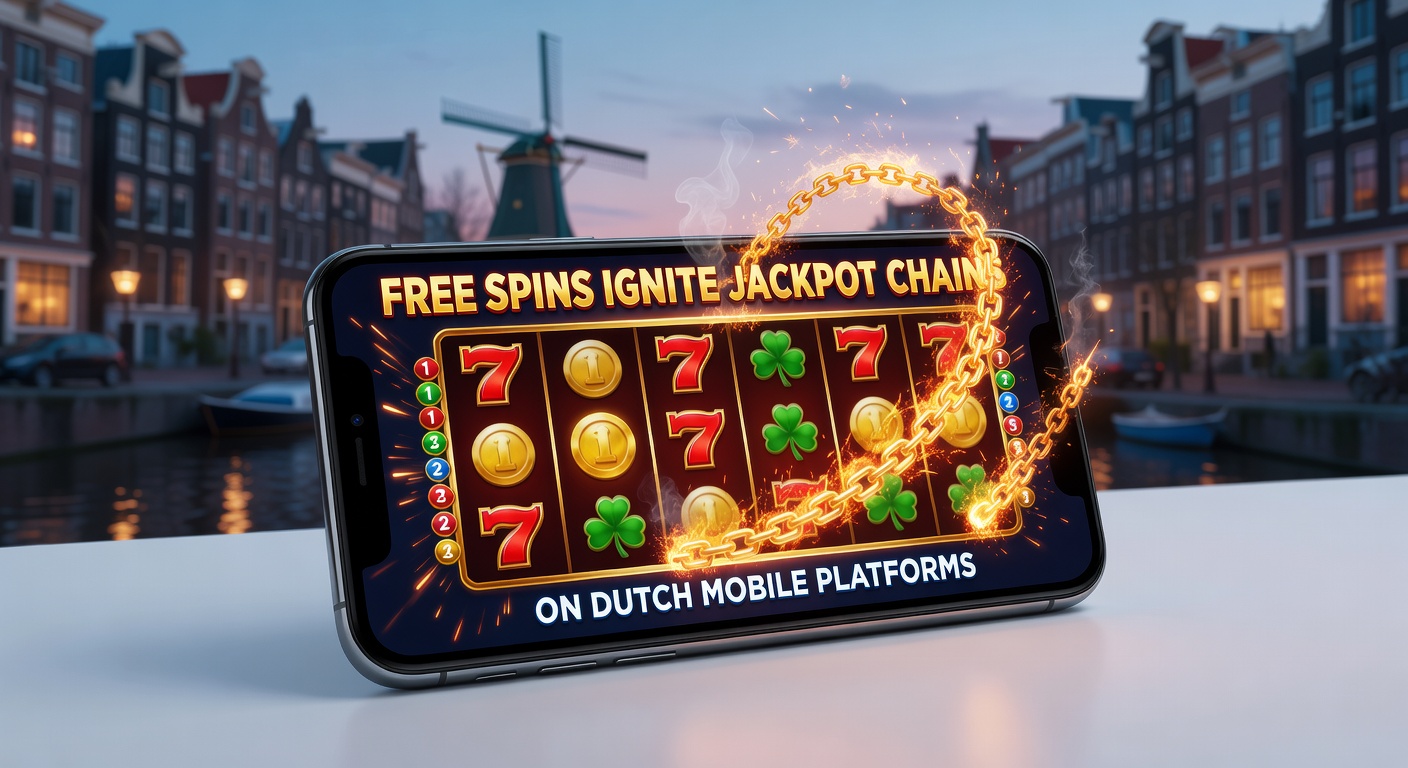 Dynamische weergave van een jackpotketen in actie tijdens free spins op een smartphone-scherm van een Nederlands mobiel casino